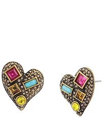 Kurt Geiger London Pav Heart Stone Stud Earrings
