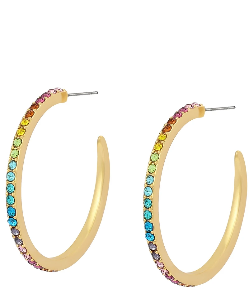 Kurt Geiger London Pav Rainbow Medium Hoop Earrings