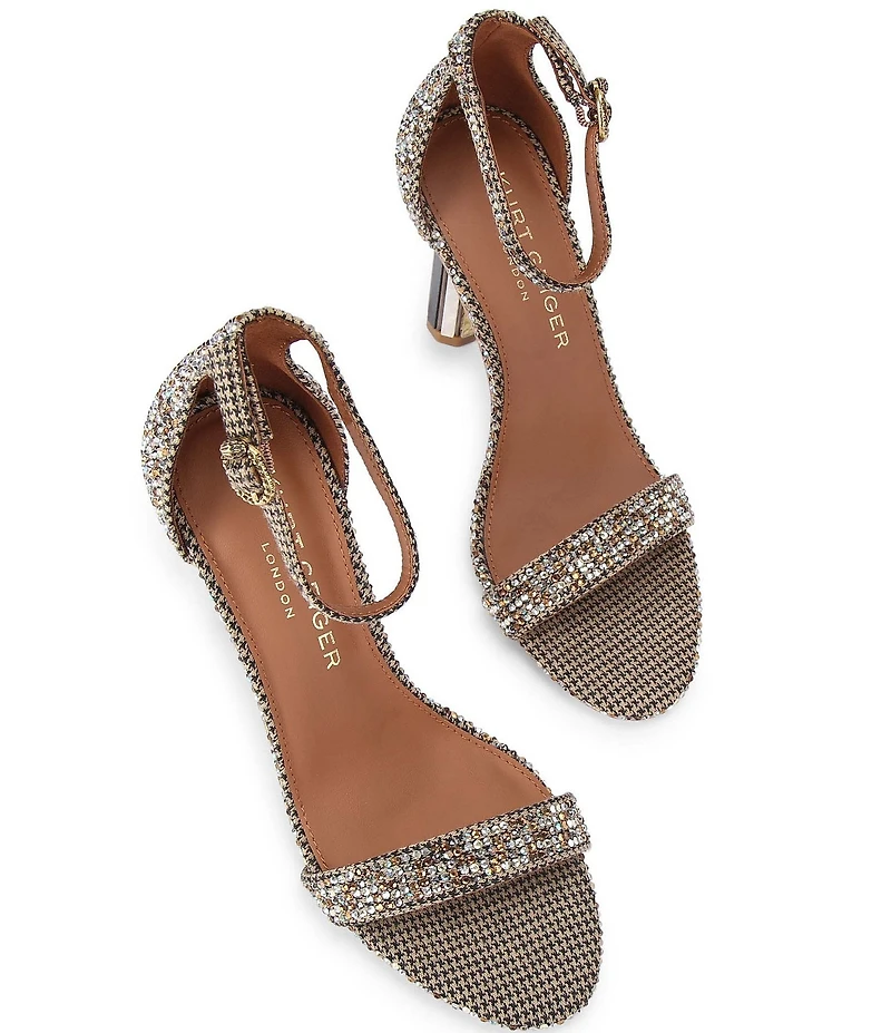 Kurt Geiger London Perspex Crystal Houndstooth Dress Sandals