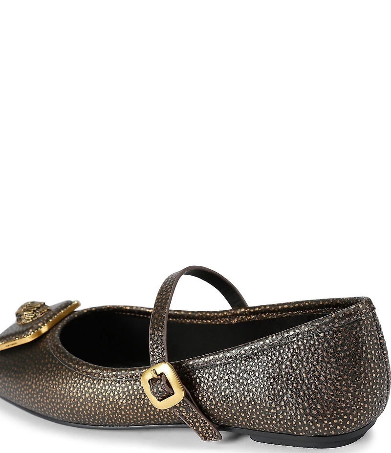 Kurt Geiger London Pimlico Dotted Leather Logo Hardware Mary Jane Ballet Flats
