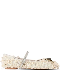 Kurt Geiger London Pimlico Flower Embellished Logo Hardware Mary Jane Ballet Flats