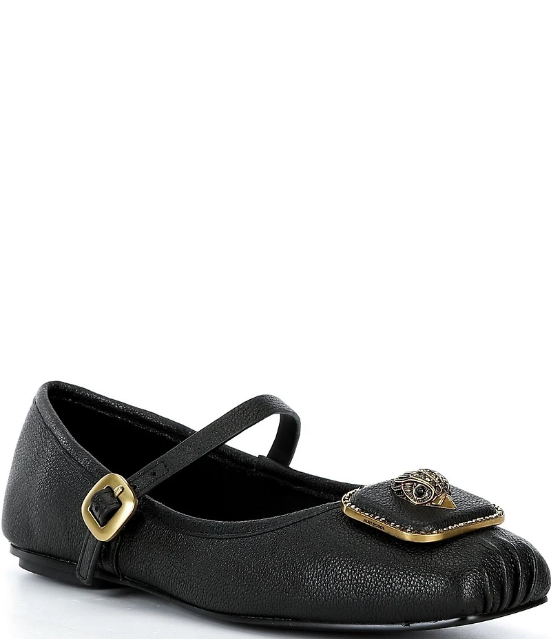 Kurt Geiger London Pimlico Leather Logo Hardware Mary Jane Ballet Flats