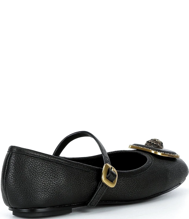 Kurt Geiger London Pimlico Leather Logo Hardware Mary Jane Ballet Flats