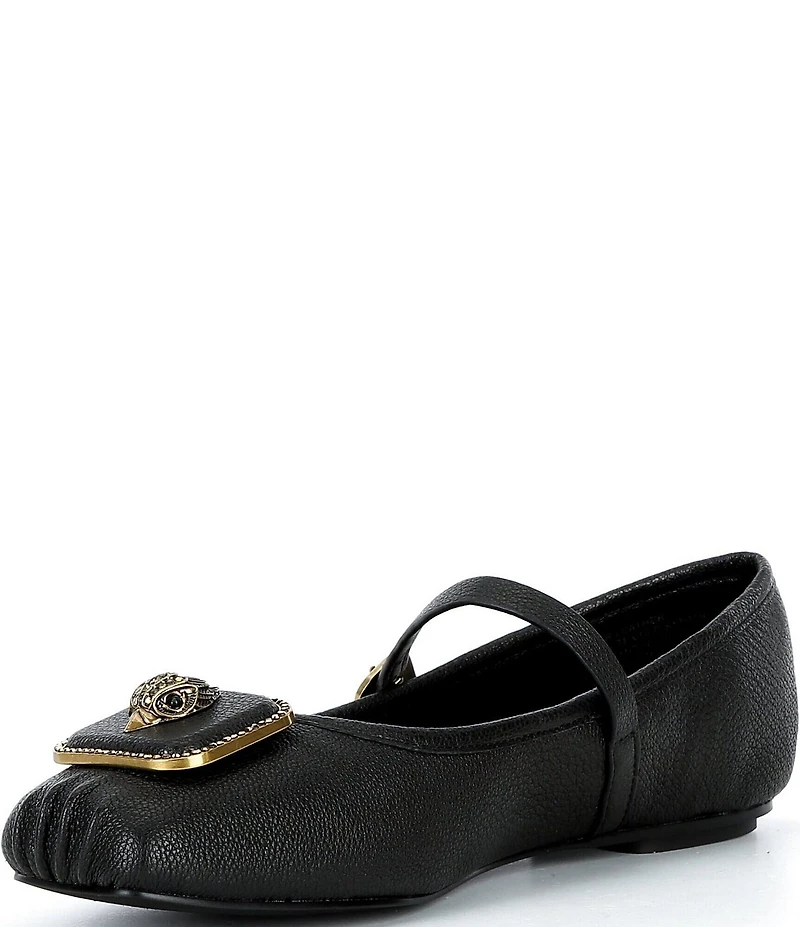 Kurt Geiger London Pimlico Leather Logo Hardware Mary Jane Ballet Flats