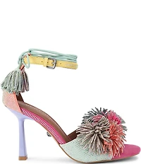 Kurt Geiger London Embellished Pom Pom Tassel Ankle Wrap Dress Sandals