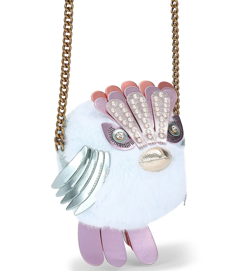Kurt Geiger London Pom Pom Faux Fur Eagle Novelty Chain Crossbody Bag