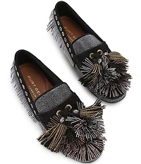 Kurt Geiger London Pom Pom Embellished Fringe Tassel Moccasins