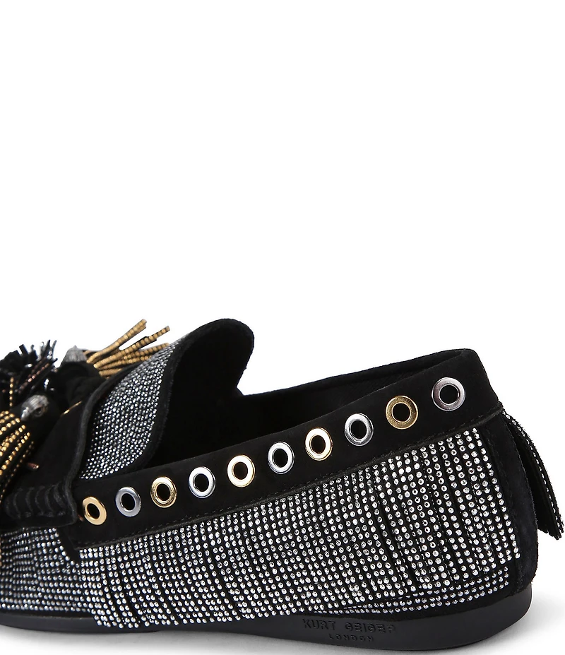 Kurt Geiger London Pom Pom Embellished Fringe Tassel Moccasins
