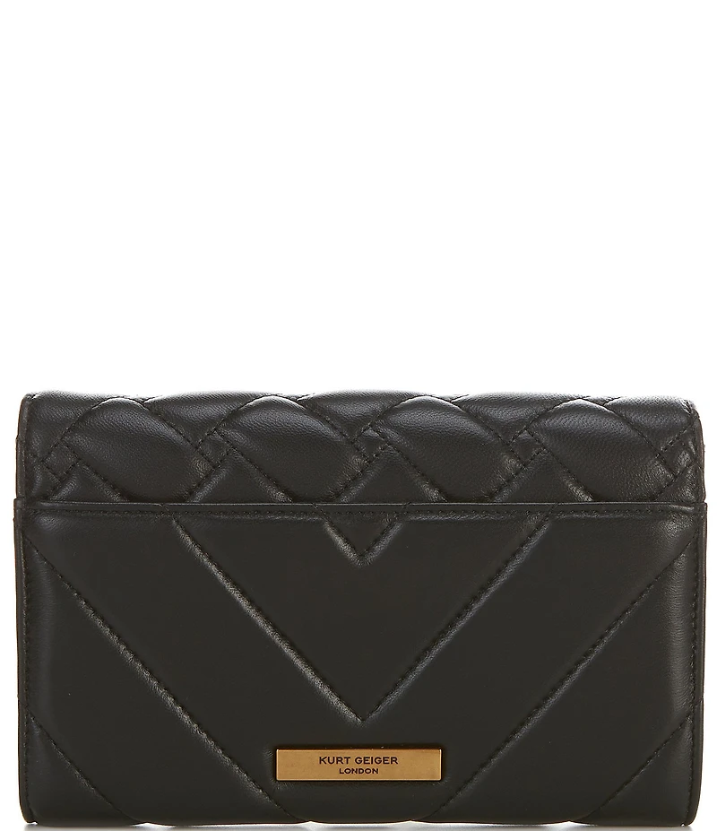Kurt Geiger London Quilted Gold Hardware Wallet On Chain Crossbody Bag