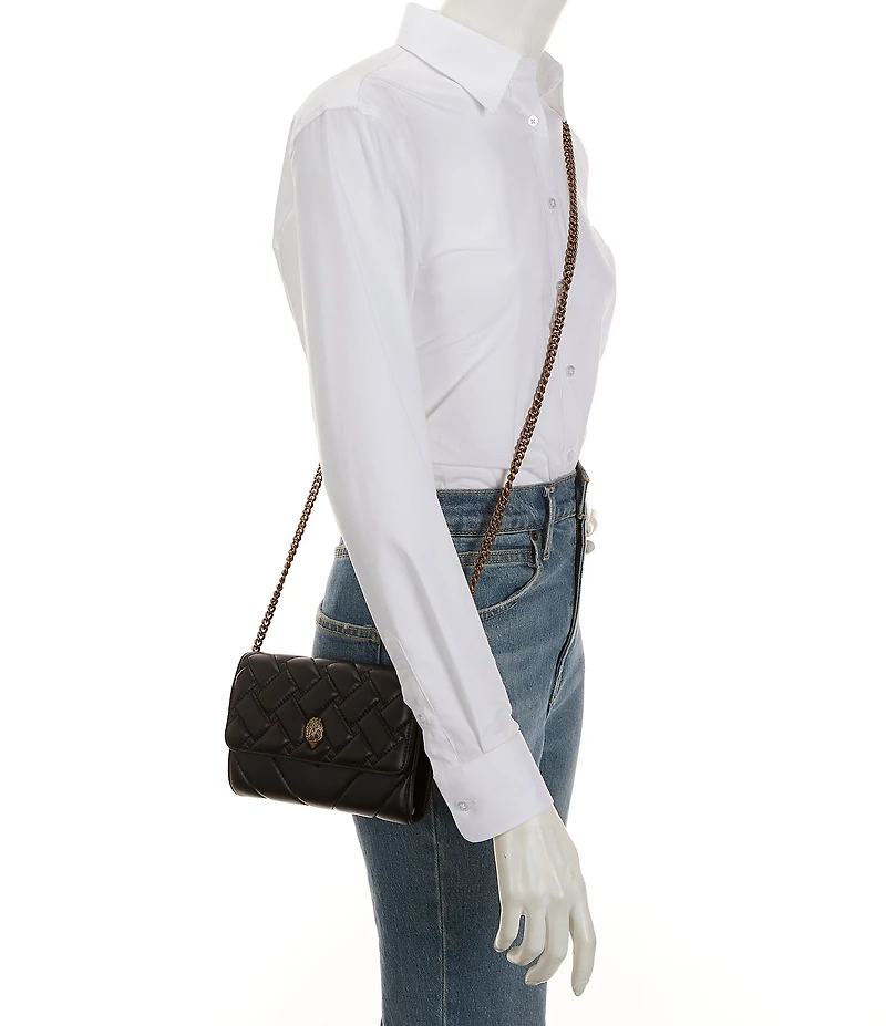 Kurt Geiger London Quilted Gold Hardware Wallet On Chain Crossbody Bag
