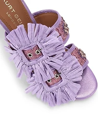 Kurt Geiger London Raffia Floral Embellished Buckle Dress Sandals