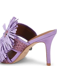 Kurt Geiger London Raffia Floral Embellished Buckle Dress Sandals