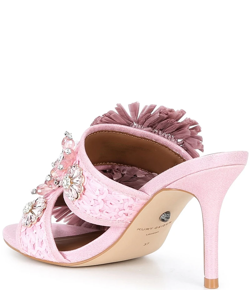 Kurt Geiger London Raffia Floral Embellished Buckle Dress Sandals