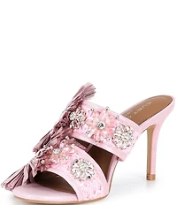 Kurt Geiger London Raffia Floral Embellished Buckle Dress Sandals