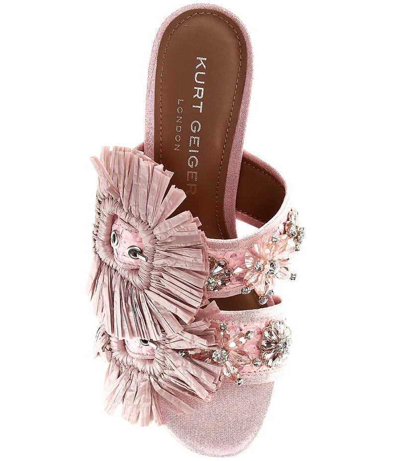 Kurt Geiger London Raffia Floral Embellished Buckle Dress Sandals