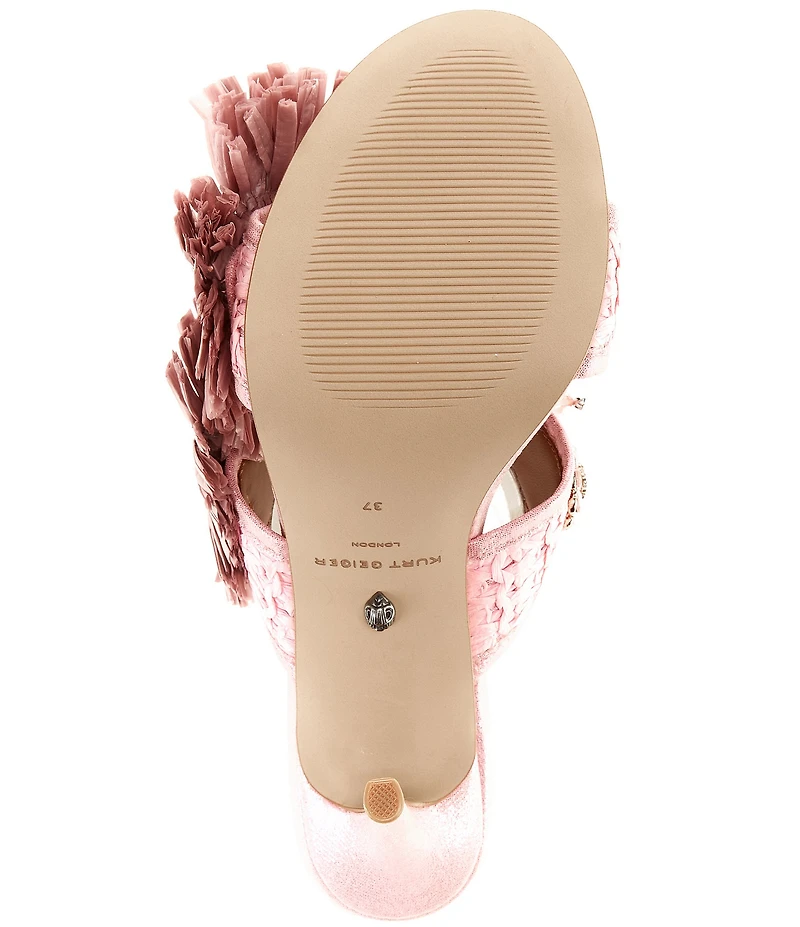 Kurt Geiger London Raffia Floral Embellished Buckle Dress Sandals