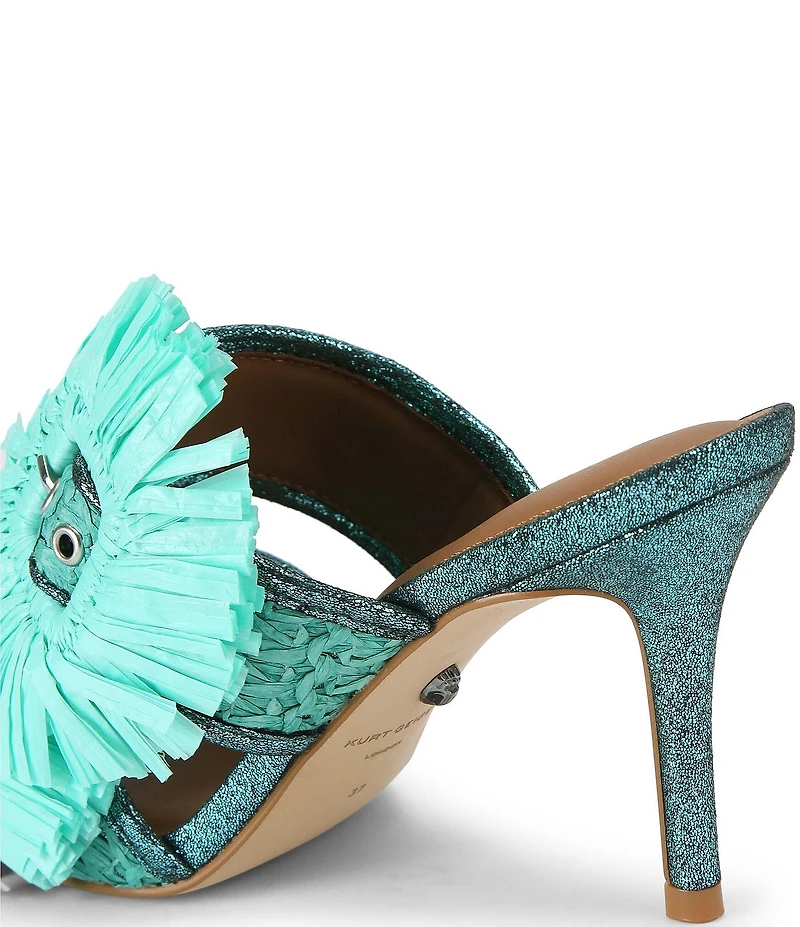 Kurt Geiger London Raffia Floral Embellished Buckle Dress Sandals