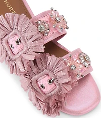 Kurt Geiger London Raffia Buckle Ornament Flat Slide Sandals