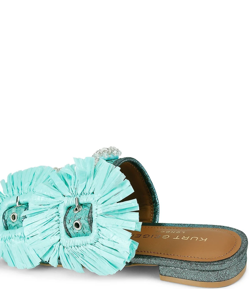 Kurt Geiger London Raffia Buckle Ornament Flat Slide Sandals