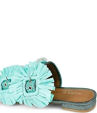 Kurt Geiger London Raffia Buckle Ornament Flat Slide Sandals