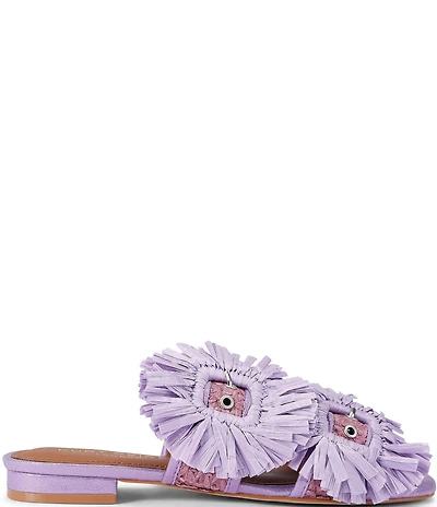 Kurt Geiger London Raffia Buckle Ornament Flat Slide Sandals
