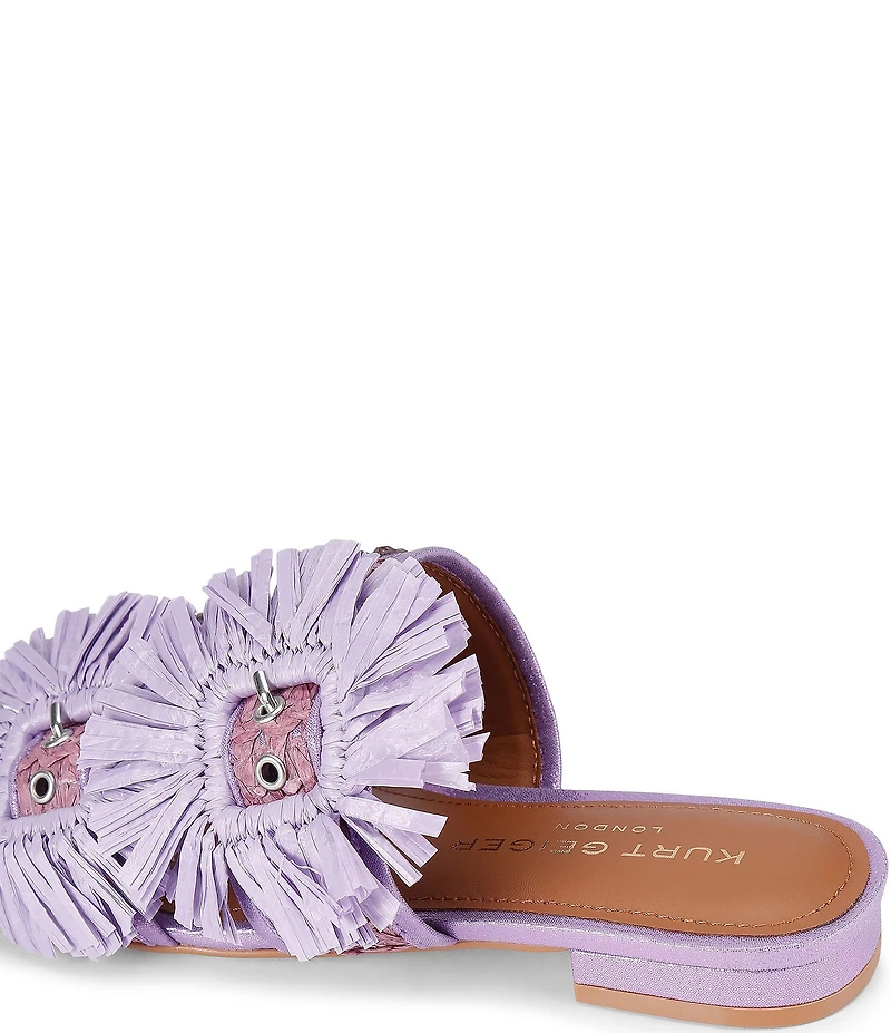 Kurt Geiger London Raffia Buckle Ornament Flat Slide Sandals