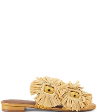 Kurt Geiger London Raffia Buckle Ornament Flat Slide Sandals