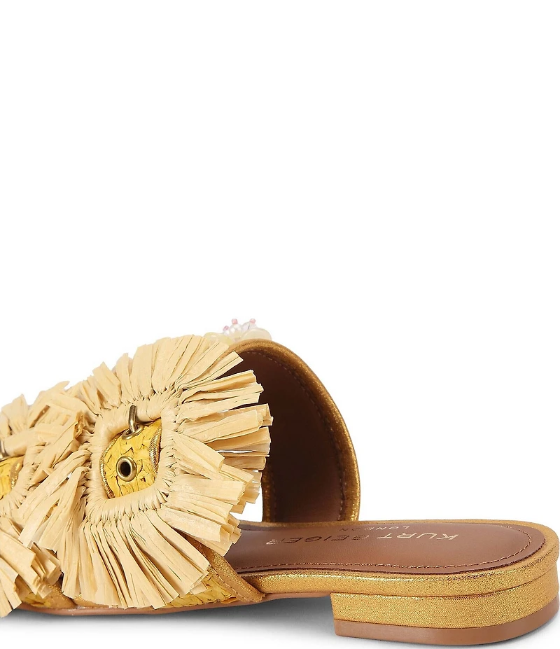 Kurt Geiger London Raffia Buckle Ornament Flat Slide Sandals