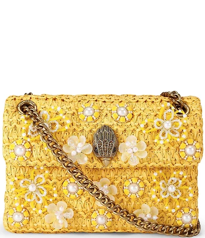 Kurt Geiger London Raffia Flower Embellished Mini Kensington Convertible Crossbody Bag