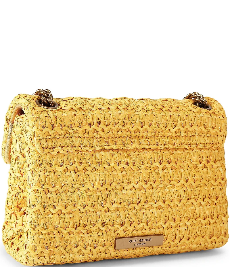 Kurt Geiger London Raffia Flower Embellished Mini Kensington Convertible Crossbody Bag