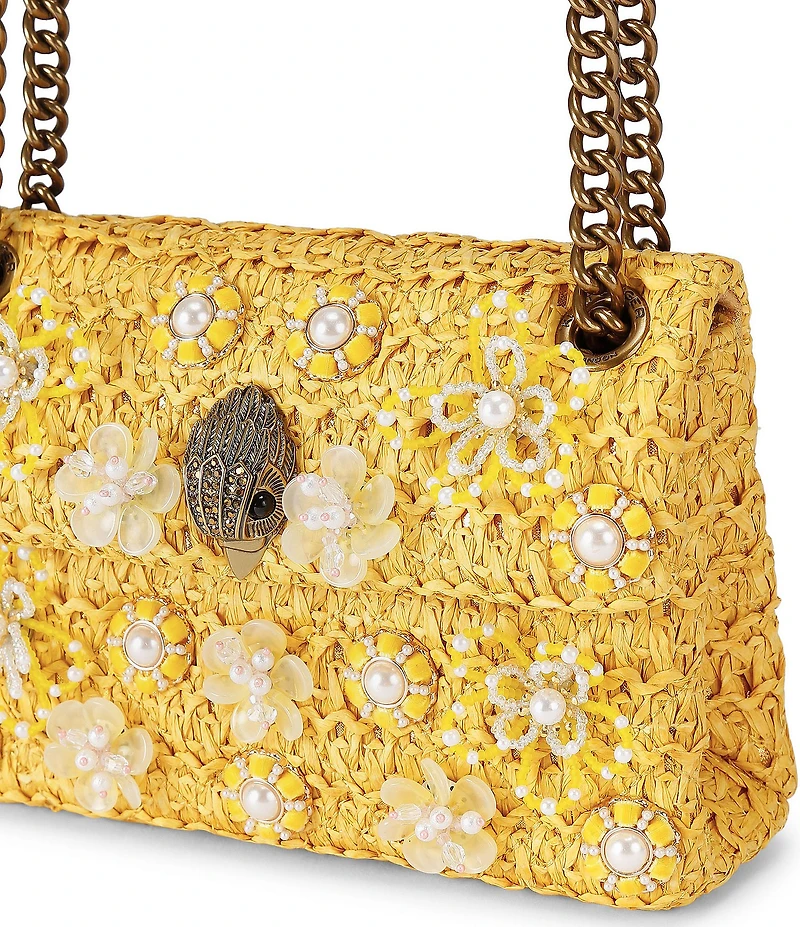 Kurt Geiger London Raffia Flower Embellished Mini Kensington Convertible Crossbody Bag