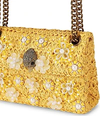 Kurt Geiger London Raffia Flower Embellished Mini Kensington Convertible Crossbody Bag