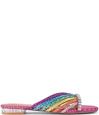 Kurt Geiger London Rainbow Crystal Strap Flat Mule Sandals