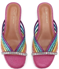 Kurt Geiger London Rainbow Crystal Strap Flat Mule Sandals