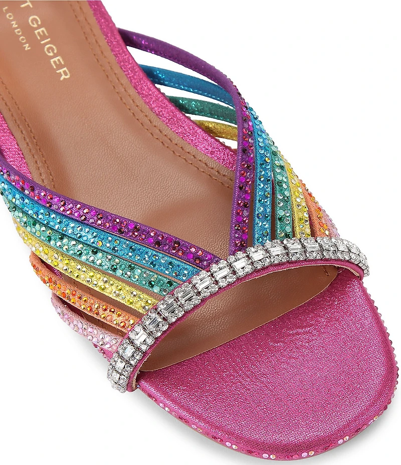 Kurt Geiger London Rainbow Crystal Strap Flat Mule Sandals