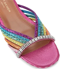 Kurt Geiger London Rainbow Crystal Strap Flat Mule Sandals