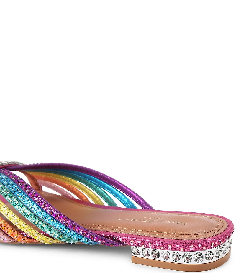 Kurt Geiger London Rainbow Crystal Strap Flat Mule Sandals