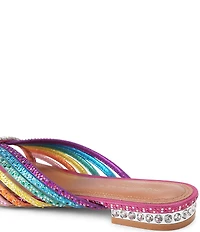 Kurt Geiger London Rainbow Crystal Strap Flat Mule Sandals