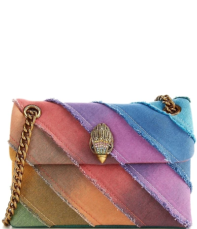 Kurt Geiger London Mini Kensington Frayed Rainbow Denim Crossbody Bag