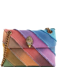 Kurt Geiger London Mini Kensington Frayed Rainbow Denim Crossbody Bag