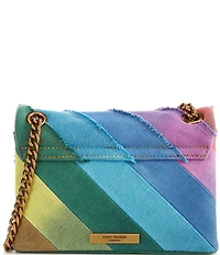 Kurt Geiger London Mini Kensington Frayed Rainbow Denim Crossbody Bag