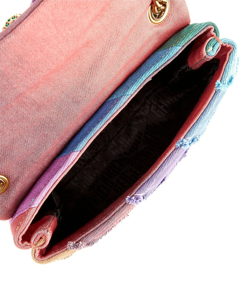Kurt Geiger London Mini Kensington Frayed Rainbow Denim Crossbody Bag