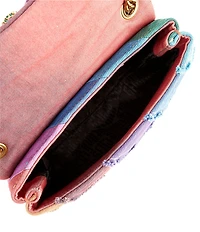 Kurt Geiger London Mini Kensington Frayed Rainbow Denim Crossbody Bag