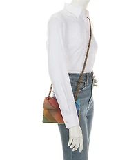 Kurt Geiger London Mini Kensington Frayed Rainbow Denim Crossbody Bag