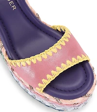 Kurt Geiger London Rainbow Silk Ankle Tie Braided Platform Wedge Sandals