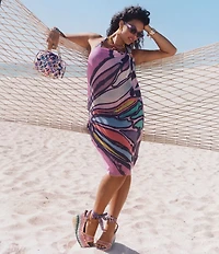 Kurt Geiger London Rainbow Silk Ankle Tie Braided Platform Wedge Sandals