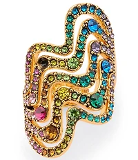 Kurt Geiger London Rainbow Wave Rhinestone Cocktail Ring