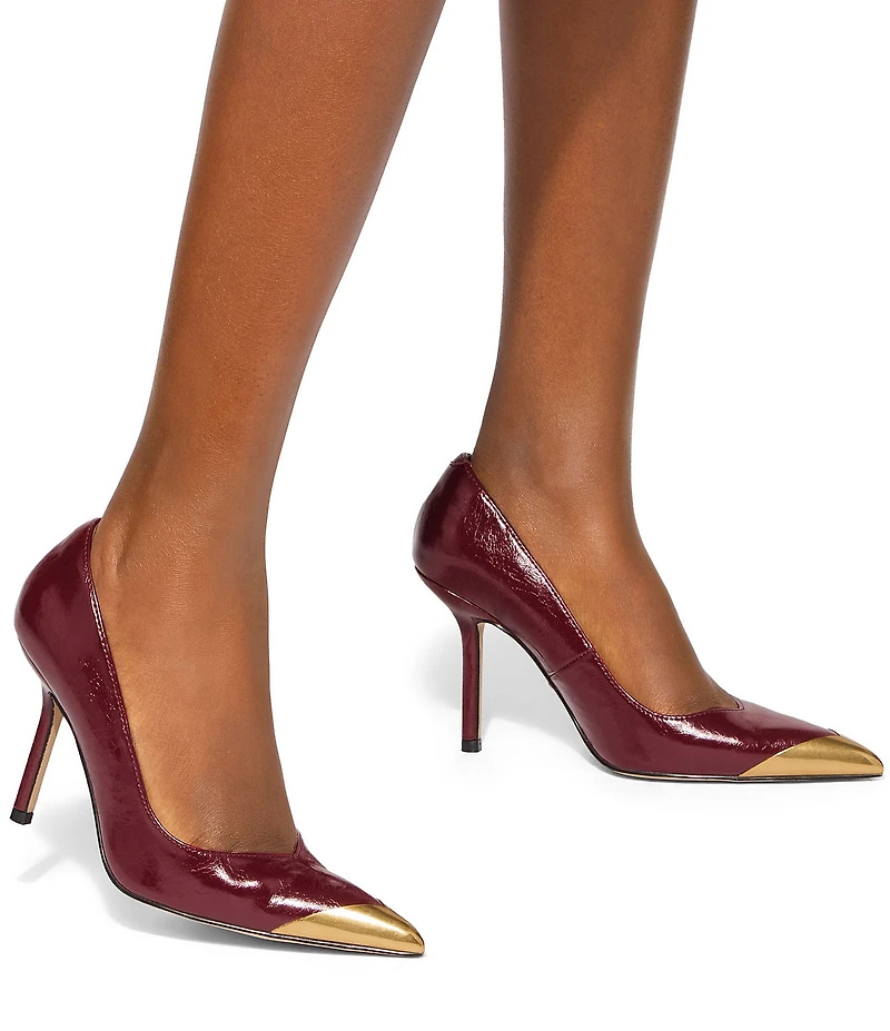 Kurt Geiger London Regent Court Crinkle Patent Leather Cap Toe Pumps
