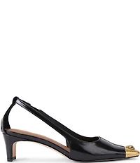 Kurt Geiger London Regent Court Patent Leather Cut Out Brass Toe Cap Pumps