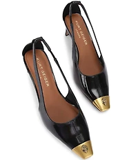 Kurt Geiger London Regent Court Patent Leather Cut Out Brass Toe Cap Pumps